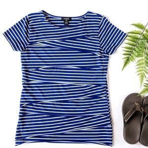 verve ami blue & white striped tiered short sleeve